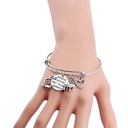 ENSIANTH Music Gift Where Words Fail Music Speaks Expandable Music Charm Bangle Music Lovers Jewelry