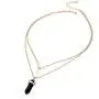 Doubnine Boho Layered Necklace with Black Quartz Crystal Crescent Pendant Jewelry Retro Accessories for Women