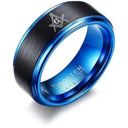 Mens Tungsten Carbide The Legend of Zelda Triforce Ring Matte Finished,Black Blue