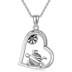 Rikelus 925 Sterling Silver Sea Turtle Pendant Necklace Jewelry Gifts for Christmas Birthday