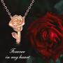 Solid 18k Gold Rose Flower Pendant Necklace for Women, Dianty Fine Jewelry Gifts for Wife / Girlfriend, 17''