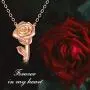 Solid 18k Gold Rose Flower Pendant Necklace for Women, Dianty Fine Jewelry Gifts for Wife / Girlfriend, 17'' Solid 18k Gold Rose Flower Pendant Necklace for Women, Dianty Fine Jewelry Gifts for Wife / Girlfriend, 17''