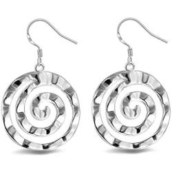 YAZILIND Drop Dangle Earrings Silver Hollow Circle Vintage Boho Women Fish Hook Earrings Dainty Personalized Statement Jewelry
