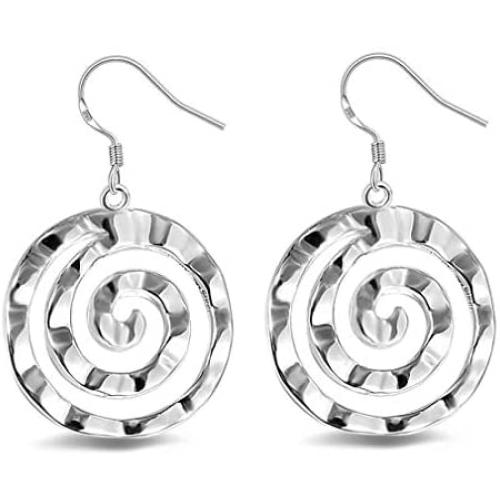 YAZILIND Drop Dangle Earrings Silver Hollow Circle Vintage Boho Women Fish Hook Earrings Dainty Personalized Statement Jewelry