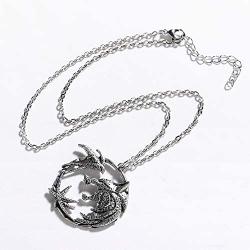 Wild Hunt Wolf Obsidian Star Swallow Witcher Cosplay Round Medallion Women Men Punk Jewelry Pendant Necklace Chain