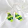 St. Patricks Day Shamrock Dangle Earrings Gold Pleated Green Layered Lucky Clover Earrings Irish St. Patricks Day Jewelry Gift For Women Girls