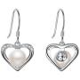 EleQueen 925 Sterling Silver CZ AAA Button Cream Freshwater Cultured Pearl Love Heart Bridal Jewelry Hook Earrings (8mm)