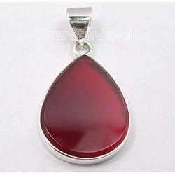 SilverStarJewel Carnelian Pendant 1.2'' Sterling Silver Gemstone Art Jewelery