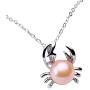 Eiffy Nautical Animal Crab with Freshwater Pearl Pendant Necklace for Women Girls Choker Jewelry