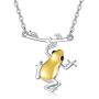ROMANTIC WORK Animal Pendant Owl/Frog/Hedgehog Necklace 925 Sterling Silver Dainty Jewelry Birthday Gift for Women Animal Lover,18''+2'' Rolo Chain