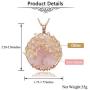 JOVIVI Natural Rose Quartz Tree of Life Crystal Necklace Rose Gold Plated Wire Wrap Healing Chakra Gemstone Pendant Necklace for Women Mothers Day Valentines Gifts
