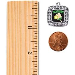 Inspired Silver - Silver Square Charm for Bracelet with Cubic Zirconia Jewelry