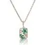 FALUGIN 18k Gold Plated Flower Necklace Square Shape Necklace Inlaid Cubic Zirconia Stainless Steel Chain Necklaces