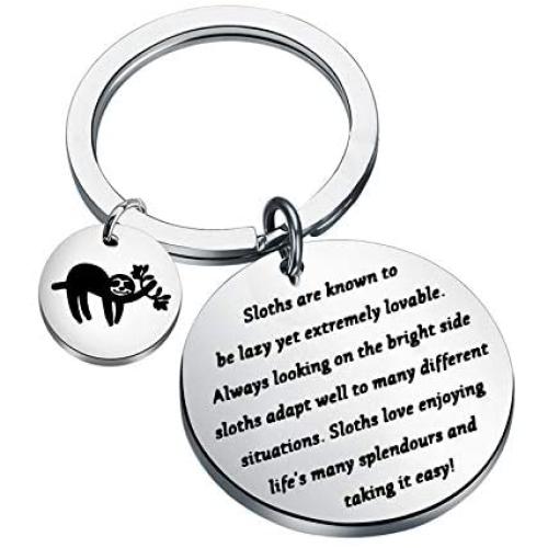 CYTING Sloth Lover Gift Sloths Love Enjoying Lifes Many Splendours and Taking It Easy Sloth Keychain Animal Jewelry Encouragement Gift for Family Friends
