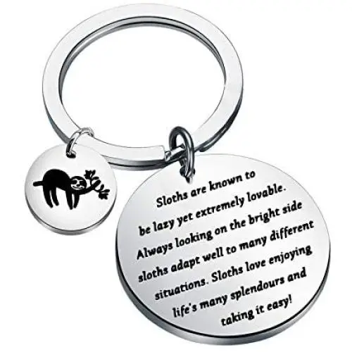 CYTING Sloth Lover Gift Sloths Love Enjoying Lifes Many Splendours and Taking It Easy Sloth Keychain Animal Jewelry Encouragement Gift for Family Friends