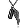 XIUDA Cremation Jewelry Urn Necklace for Ashes with Angel Wing Charm & Cylinder Eternity Stainless Steel