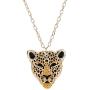 EVER FAITH Womens Austrian Crystal Leopard Animal Pendant Necklace Brown w/ Clear Gold-Tone