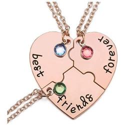 Jovivi Best Friends Forever and Ever Friendship Necklaces Keychains for 3/4,Alloy Heart Matching Puzzle Piece BBF Friendship Jewelry