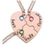 Jovivi Best Friends Forever and Ever Friendship Necklaces Keychains for 3/4,Alloy Heart Matching Puzzle Piece BBF Friendship Jewelry