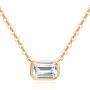 Agvana 14K Solid Gold Emerald Cut Simulated Diamond Cubic Zirconia CZ Dainty Pendant Necklace Delicate Fine Jewelry Birthday Anniversary Christmas Gifts for Women Girls Mom Wife Lover Her, 16+2 Inch