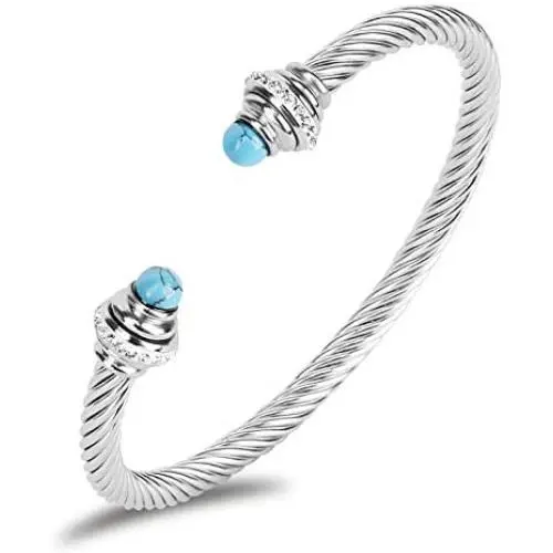 Dabacin Cable Wire Cuff Bangle Bracelets for Women, Stainless Steel Silver Twisted Cable Bracelet for Girls, Designer Inspired Fashion Bracelets Jewelry Comes in Gift Box Dabacin Cable Wire Cuff Bangle Bracelets for Women, Stainless Steel Silver Twisted Cable Bracelet for Girls, Designer Inspired Fashion Bracelets Jewelry Comes in Gift Box