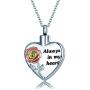 Samity Heart Urn Necklace for Ashes with Rose Flower 12 Birthstones Cremation Jewelry for Ashes-Always in My Heart Memory Necklace Women Gifts