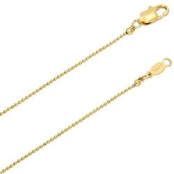The Bling Factory 1mm-6mm 14k Yellow Gold Plated Ball Military Chain Necklace or Bracelet