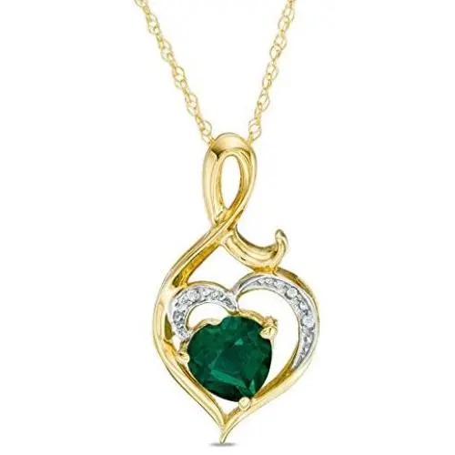 The Diamond Deal Lab Created 6.00MM Gemstone Birthstone Heart and Diamond Accent Swirl Necklace Pendant Charm 10k REAL White OR Yellow Or Rose/Pink Gold 18 inch 10k Gold Chain (Choose your Birthstone) The Diamond Deal Lab Created 6.00MM Gemstone Birthstone Heart and Diamond Accent Swirl Necklace Pendant Charm 10k REAL White OR Yellow Or Rose/Pink Gold 18 inch 10k Gold Chain (Choose your Birthstone)