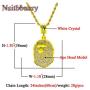 Nsitbbuery Hip Hop Plated 18K Gold Iced Out Ape Head Tag Pendant Chain Necklace
