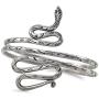Culture Cross Snake Arm Cuff Adjustable Handmade Bracelet | Hmong Hill Tribe Contemporary Traditional Jewelry Piece | Unique Exotic Style Silver