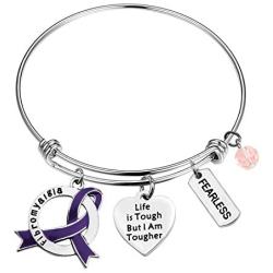 MAOFAED Fibromyalgia Gift Fibromyalgia Awareness Gift Fibromyalgia Warrior Gift Fibromyalgia Survivor Gift Life is Tough But I Am Tougher Fibromyalgia Bracelet for Her