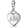 Personalized Initial Monogram Alphabet Heart Shape Tag Dangle Charm Bead For Women Girlfriend .925 Sterling Silver Fits European Bracelet