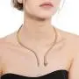 Unicra Goldtone Snake with Black Eyes Curved Bar Design Adjustable Gothic Magnetic Choker Necklace Pendant for Women and Girls