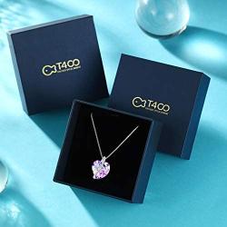 T400 Fashion Crystal Heart Pedant Necklaces Purple/Blue Crystal Pendant Jewelry for Women Birthday Gift