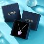 T400 Fashion Crystal Heart Pedant Necklaces Purple/Blue Crystal Pendant Jewelry for Women Birthday Gift