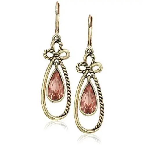 Napier Gold Tone Pink Twist Drop Earring Napier Gold Tone Pink Twist Drop Earring