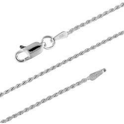 Sterling Silver 1.1mm Diamond-Cut Rope Chain Necklace Solid Italian Nickel-Free, 14-36 Inch