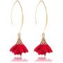 FUTIMELY Long Fabric Flower Tassel Earrings,Red/Green/Black/Purple/Pink/Blue/Grey/Yellow/White Dangle Drop Earrings for Women Teen Girls Bar Party Gifts