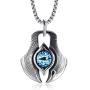 MPRAINBOW Mens Stainless Steel Greek Blue Dragon Evil Eye Axe Casting Dog Tag Pendant Amulet Necklace