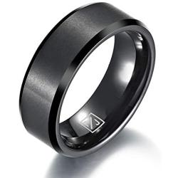 Luxffield Basic 6mm 8mm Men Wedding Black/ Silver/ Rose Gold Tungsten Ring, Couple Promise Wedding Band, Matte Finish Beveled Polished Edge Comfort Fit, Size 7.5 to 13