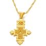 Ethiopia Eritrean Gold Color Cross Pendant Necklace for Women Men African Jewelry Gifts