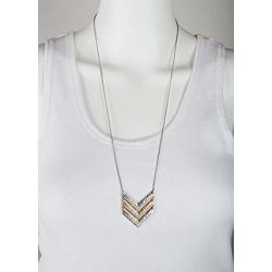 SPUNKYsoul New! Chevron Mid-Length Necklace Gold and Silver 2 Toned Collection