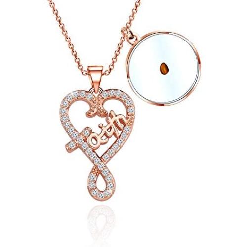 KUIYAI Mustard Seed Necklace Faith Love Heart Pendant Necklace Faith Charm with Mustard Seed Religious Jewelry Inspirational Christian Gift