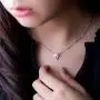 MOLAH V Shape 6.5-7mm Cultured Freshwater Pearl 925 Silver Rhodium Plated Simulated Diamond CZ Chevron Necklace