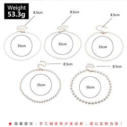 COLORFUL BLING Set Multi Size Pearl Chain Link Adjustable Pendant Choker Necklace Stacking for Women Girl Jewelry Dainty Minimalist Bohemian Simple Layered Gifts