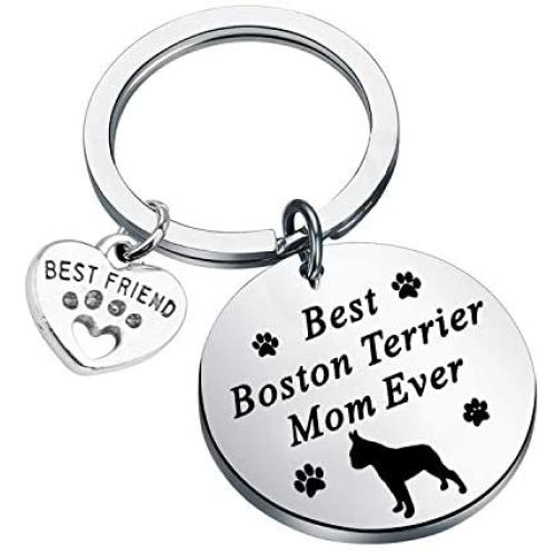 FUSTMW Dog Owner Gifts Best Boxer, Boston Terrier, Golden Retriever Mom Ever Keychain Gift Dog Lover Gifts Paw Print Jewelry Animal Pet Owner Rescue Gift