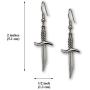 Gothic Dagger Sword Pirate Medieval Renaissance Silver Finish Dangle Earrings