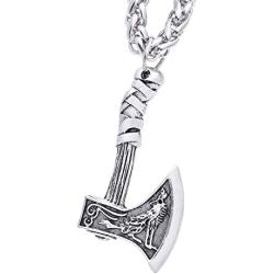 HAQUIL Viking Jewelry Norse Axe Talisman Pendant Chain Necklace for Men and Women