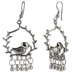 Efulgenz Boho Vintage Antique Ethnic Gypsy Tribal Indian Oxidized Silver Bird Dangle Jewelry Earrings Set