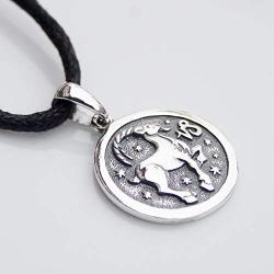 Zodiac Sign Pendant Necklace 925 Sterling Silver Horoscope Medallion Coin Disc Choker Charm Constellation Astrology Jewelry for Men Women